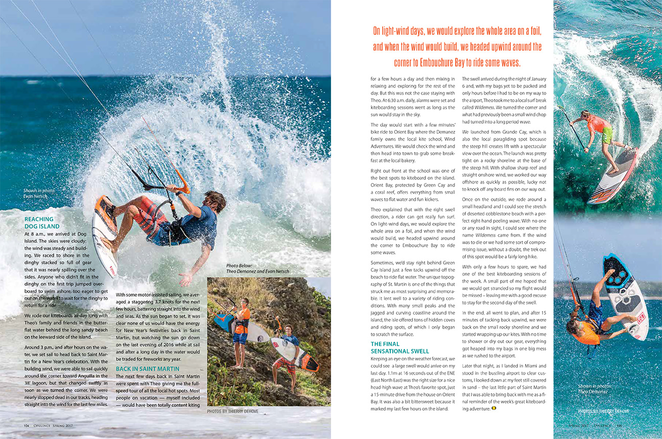 Opulence March 2017 Gone with the wind, Kitesurfing in Caribbean