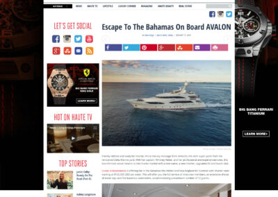 Motor Yacht Avalon Featured into Haute Living Magazine