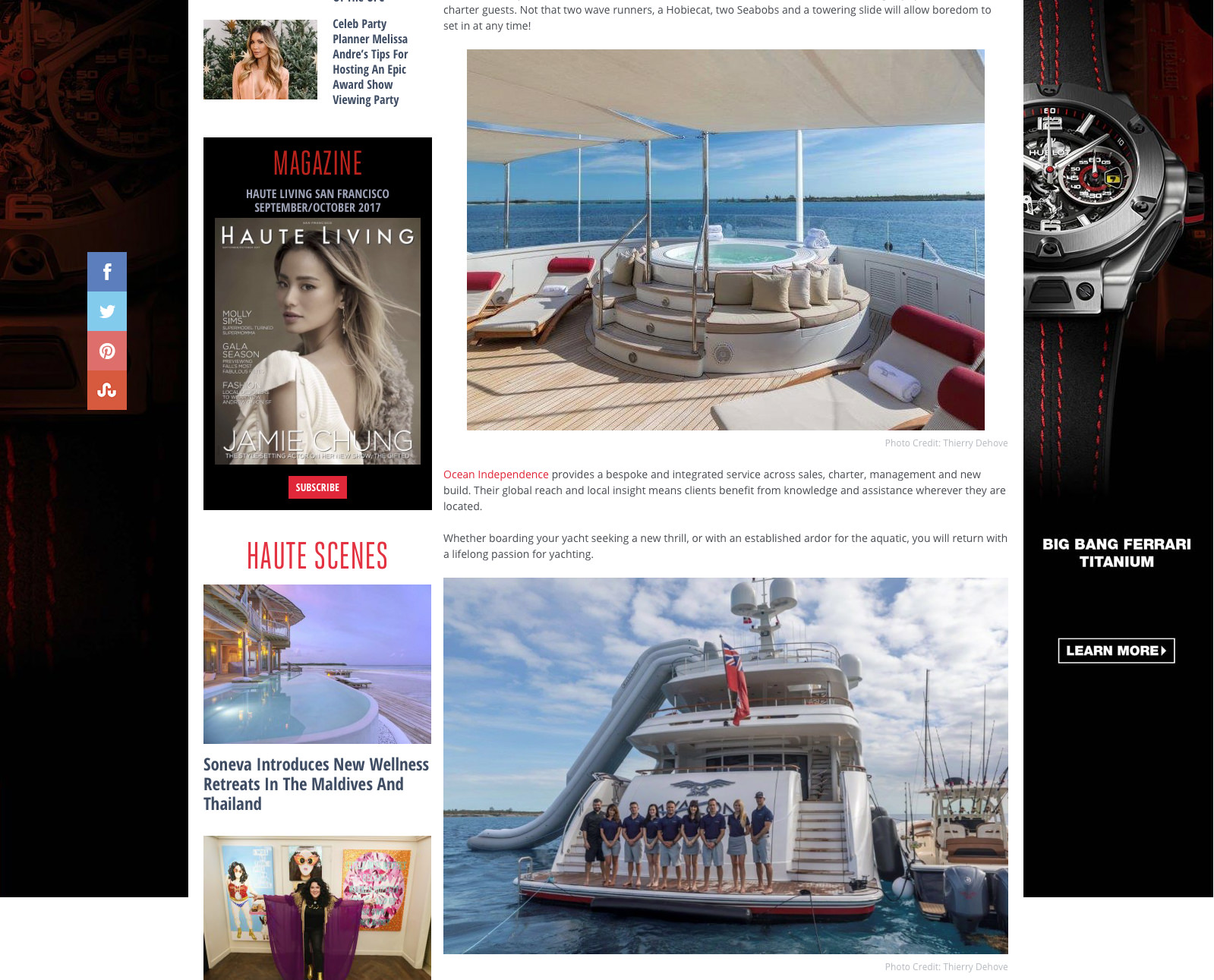Motor Yacht Avalon Featured into Haute Living Magazine